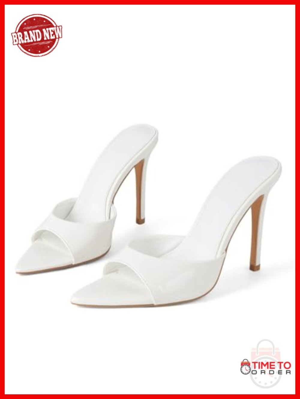 Faux Leather Open Toe Stiletto Heeled Sandals Slip On Dress Mule Heels